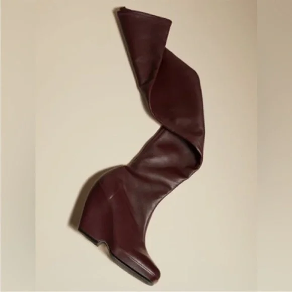 KHAITE Morgan over the knee burgundy boots - Picture 3 of 12